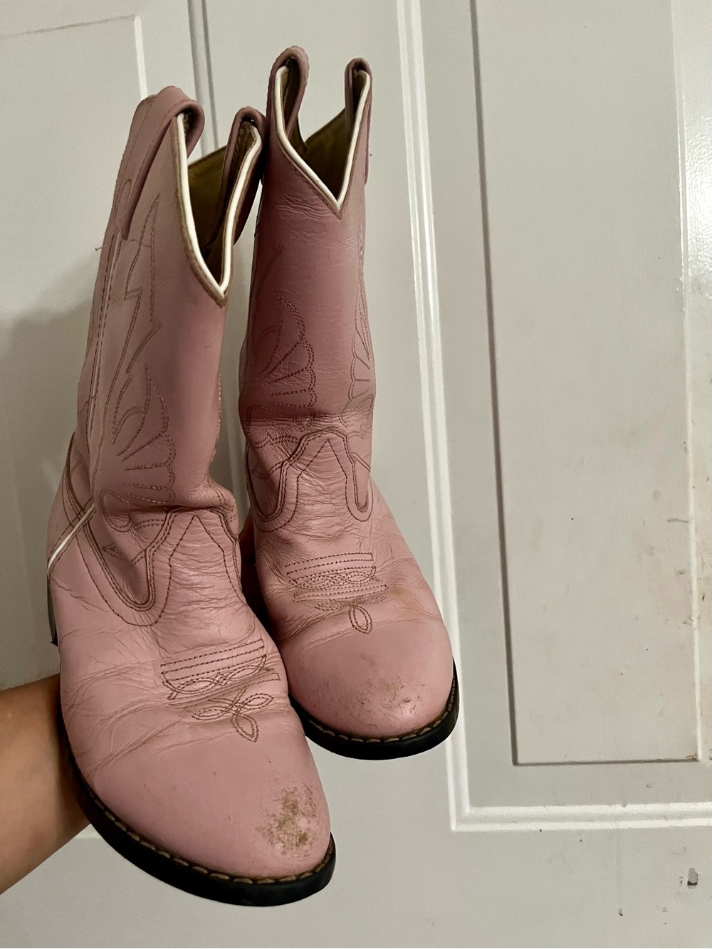 Masters Pink Western Cowgirl Boots with Contrast Piping